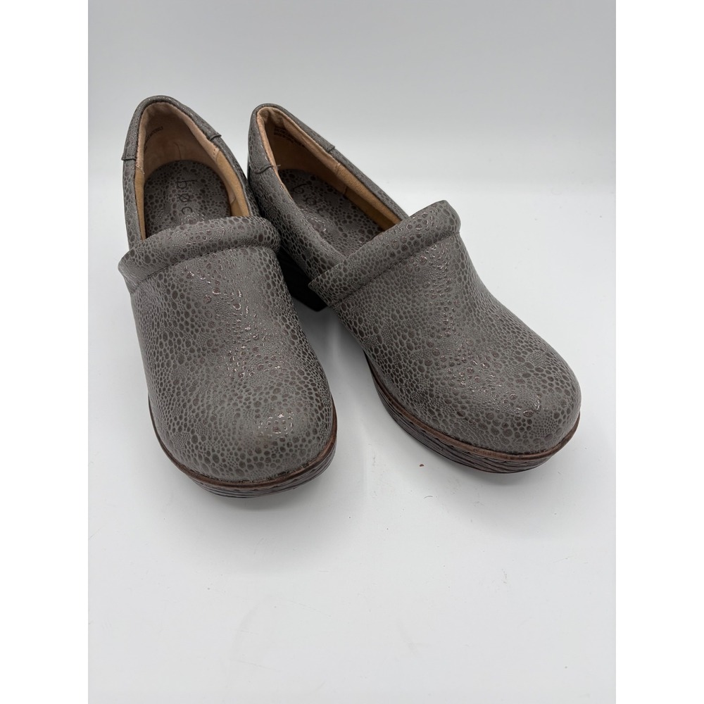 b.o.c. Born Concept Grey Metallic Pebble Texture Clogs Shoes‎ C93522 Womens 9.5M